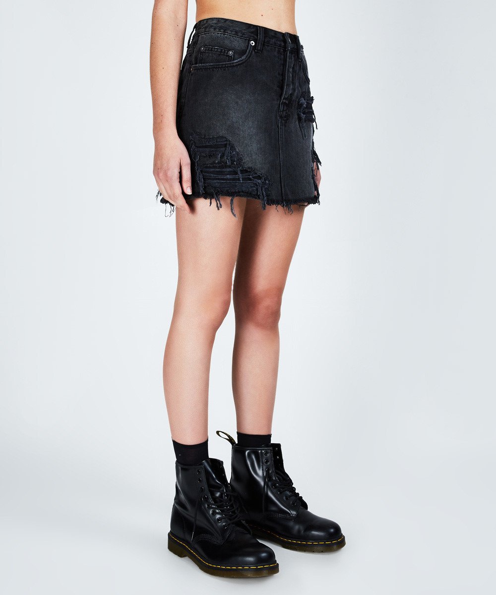 Womens Mini Moss Recall Black Skirts - Black