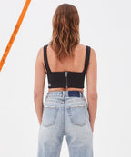 WOMENS RACY CROP TOP BLACK FLASH FASHION TOPS