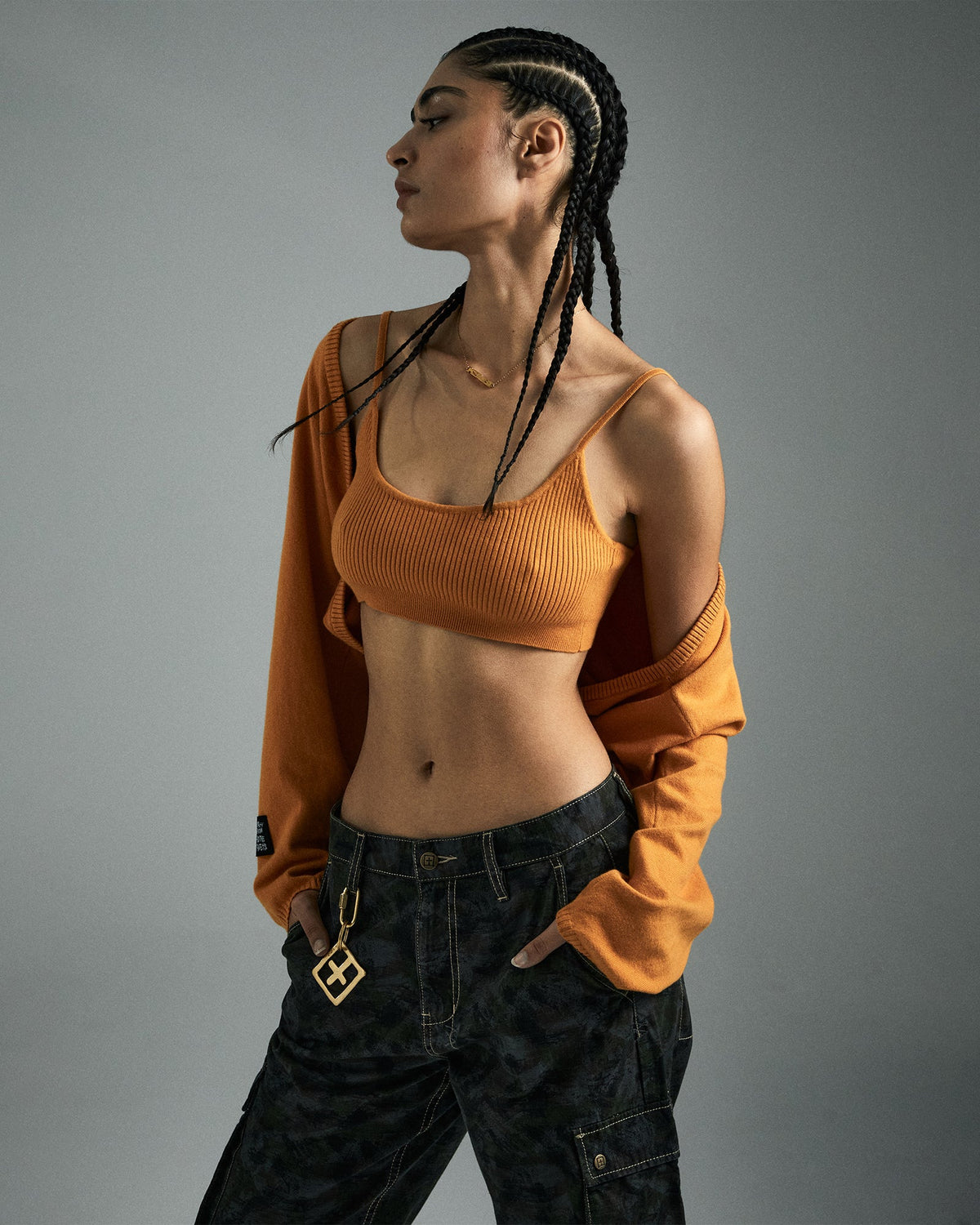 Womens Techno Shrug Satsuma Oversized Knitwear - Orange