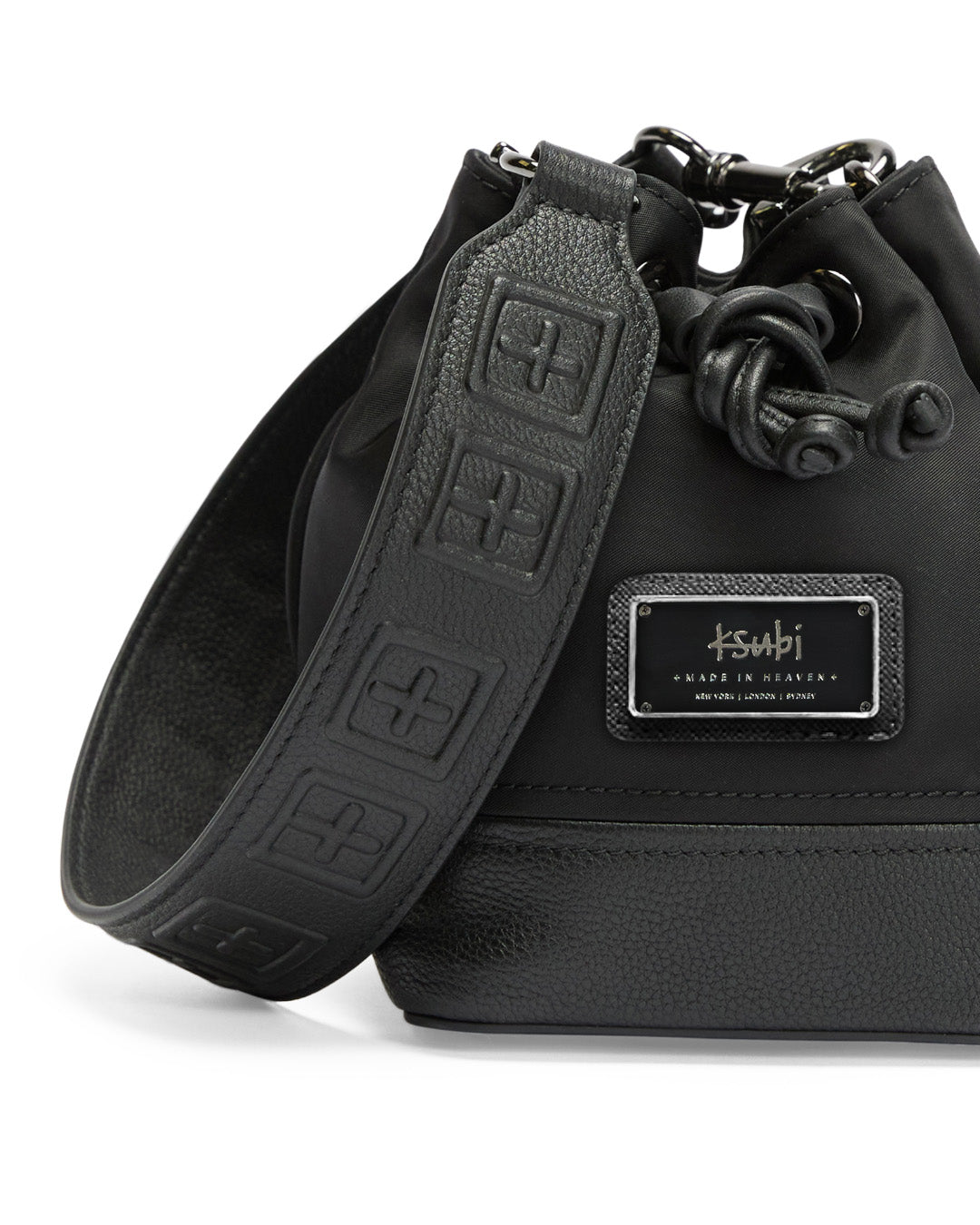 BOX CROSS BUCKET BAG NYLON/LEATHER BLACK BAGS