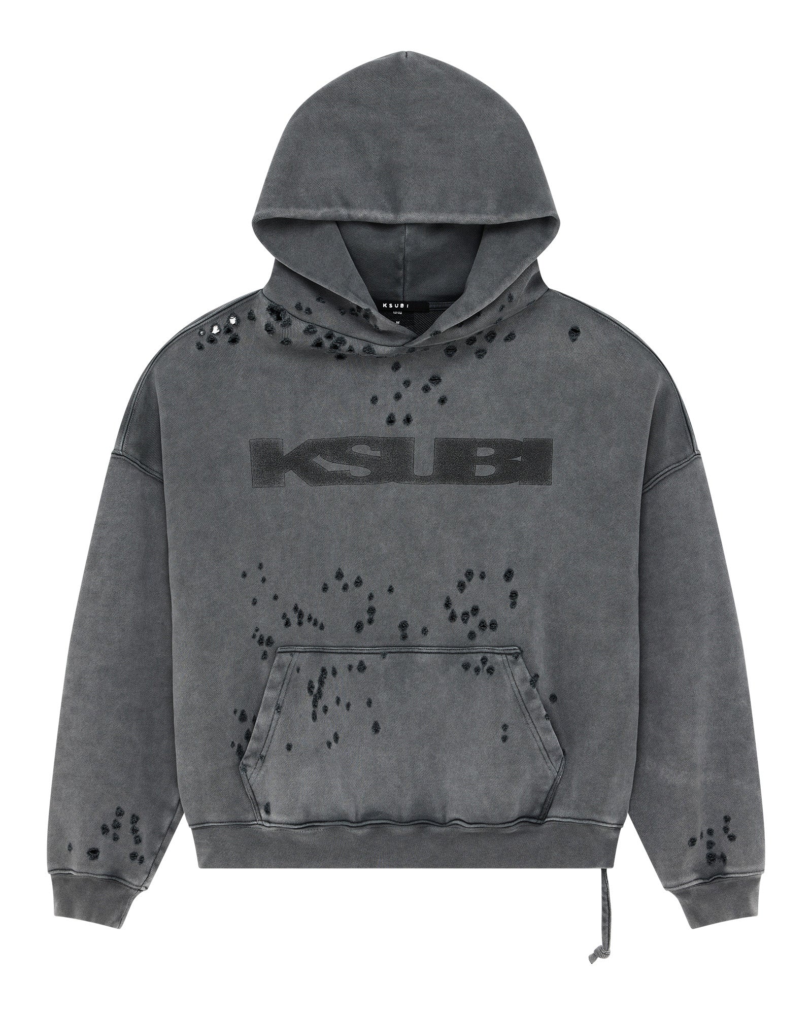 MENS  BLASTED EKCESS HOODIE RHINO OVERSIZED FLEECE