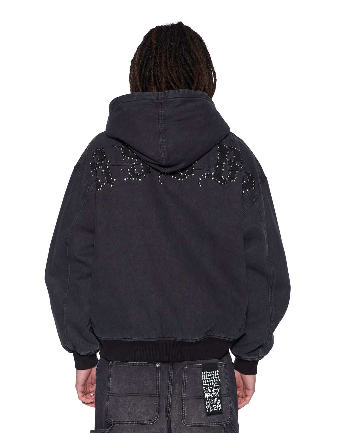 MENS BOMBER JACKET STUD BLACK JACKETS