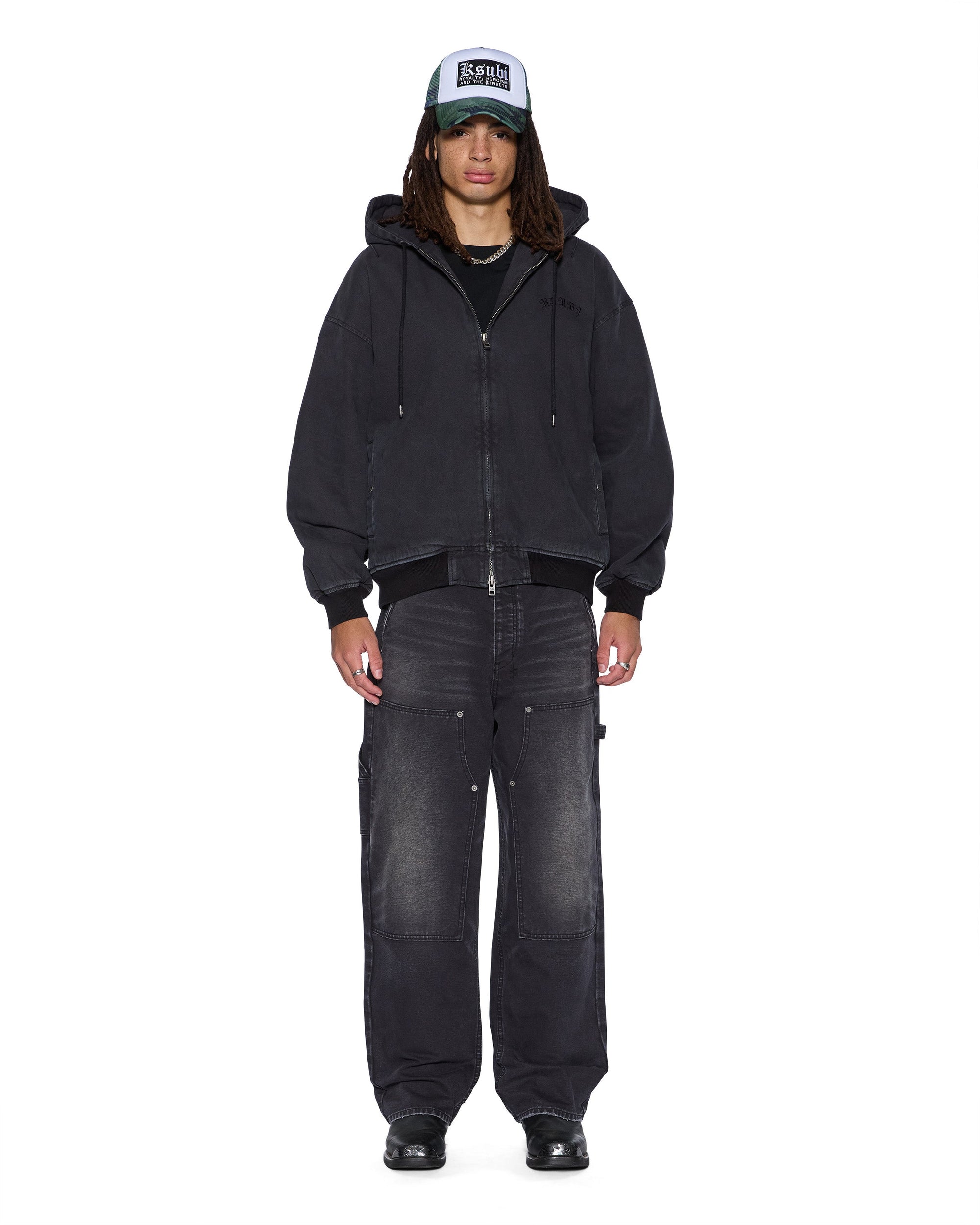 MENS  BOMBER JACKET STUD BLACK REGULAR JACKETS