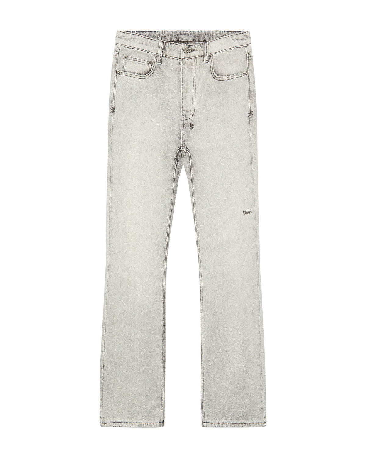 Mens Bronko White Snow Bootcut Denim Jeans - White