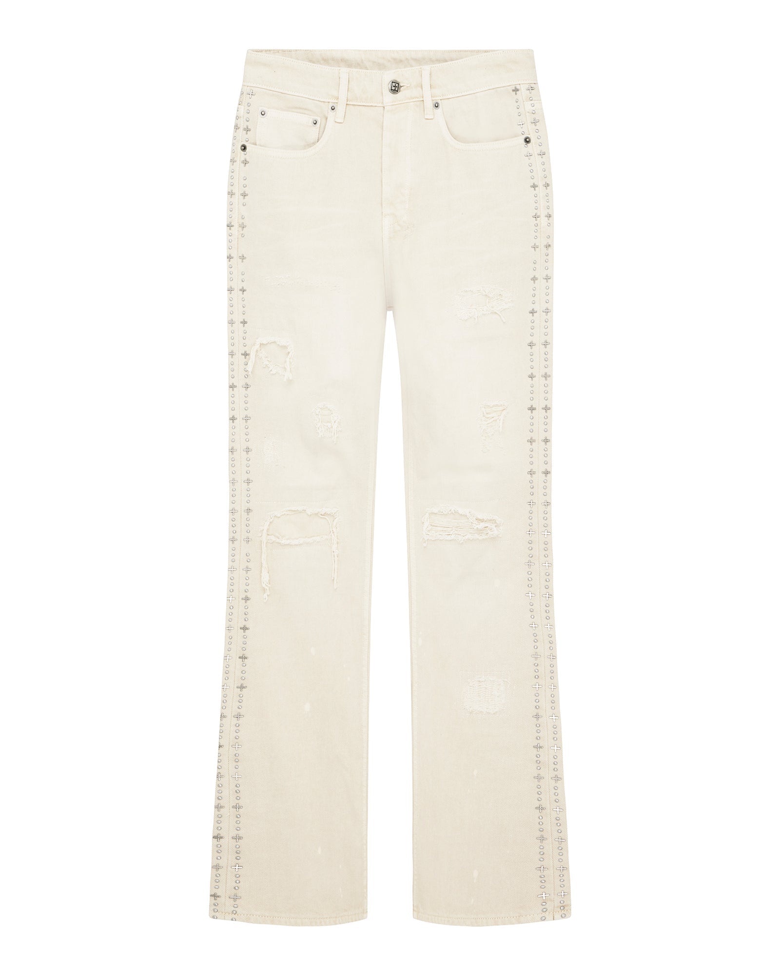 MENS BRONKO IVORY TRASHED DENIM JEANS