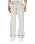Mens Bronko White Snow Bootcut Denim Jeans - White