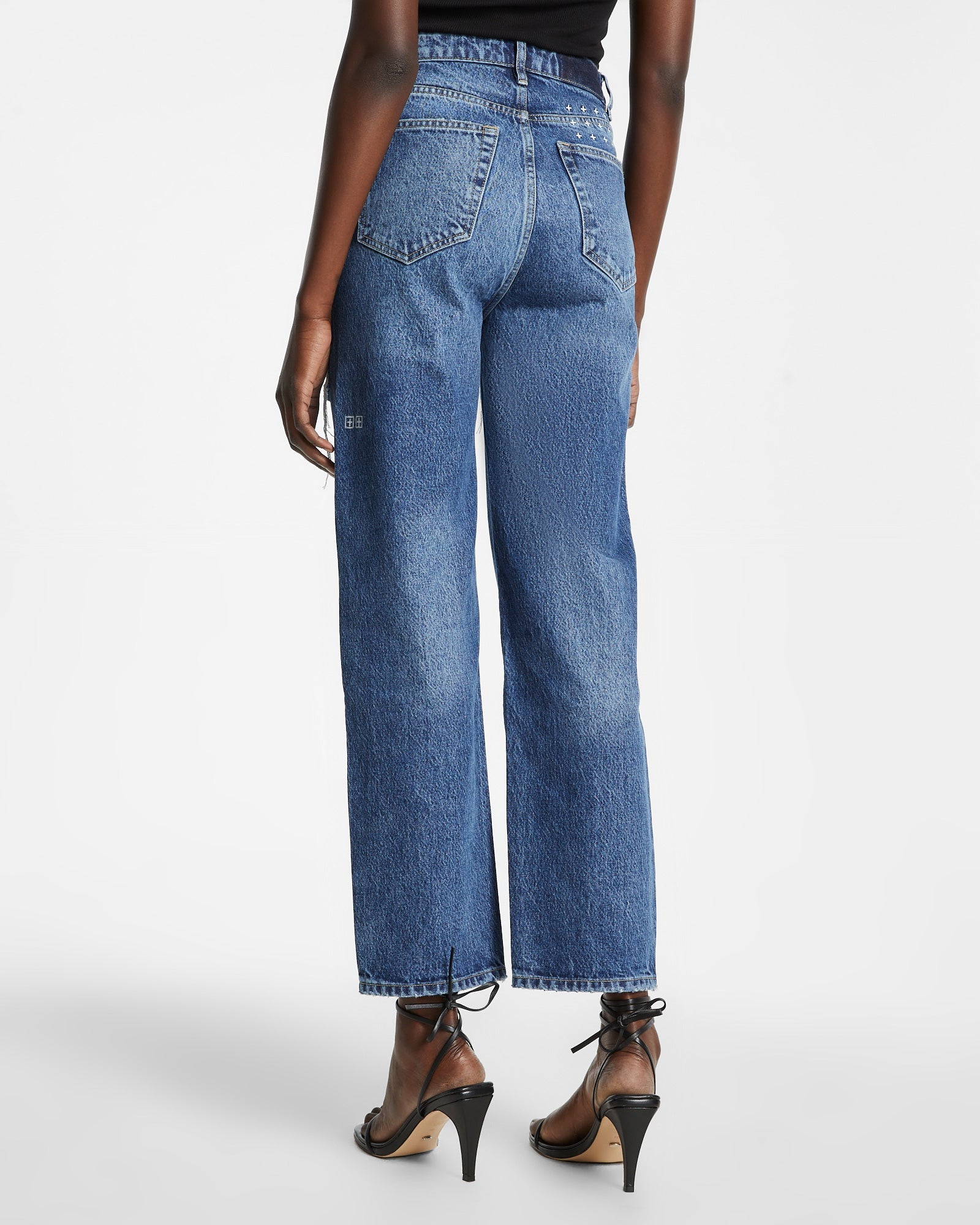 WOMENS  BROOKLYN JEAN STELLA SLASHED STRAIGHT DENIM JEANS