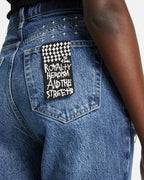 Womens Brooklyn Jean Stella Slashed Straight Denim Jeans - Denim