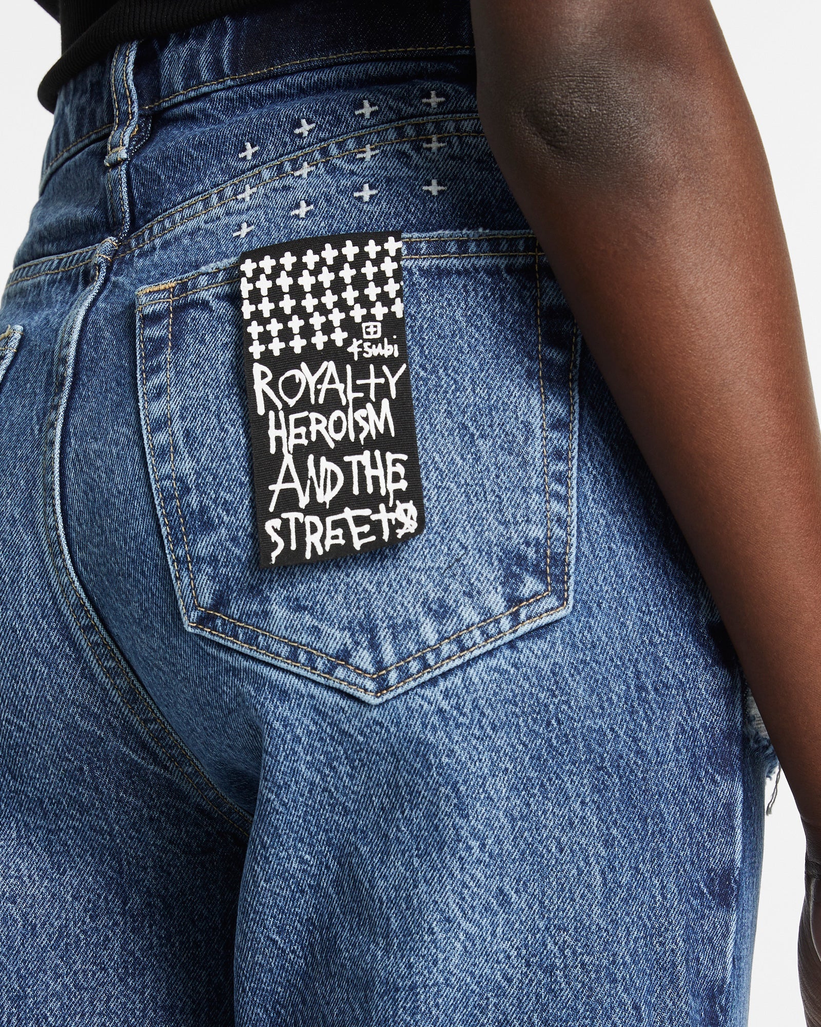 WOMENS  BROOKLYN JEAN STELLA SLASHED STRAIGHT DENIM JEANS