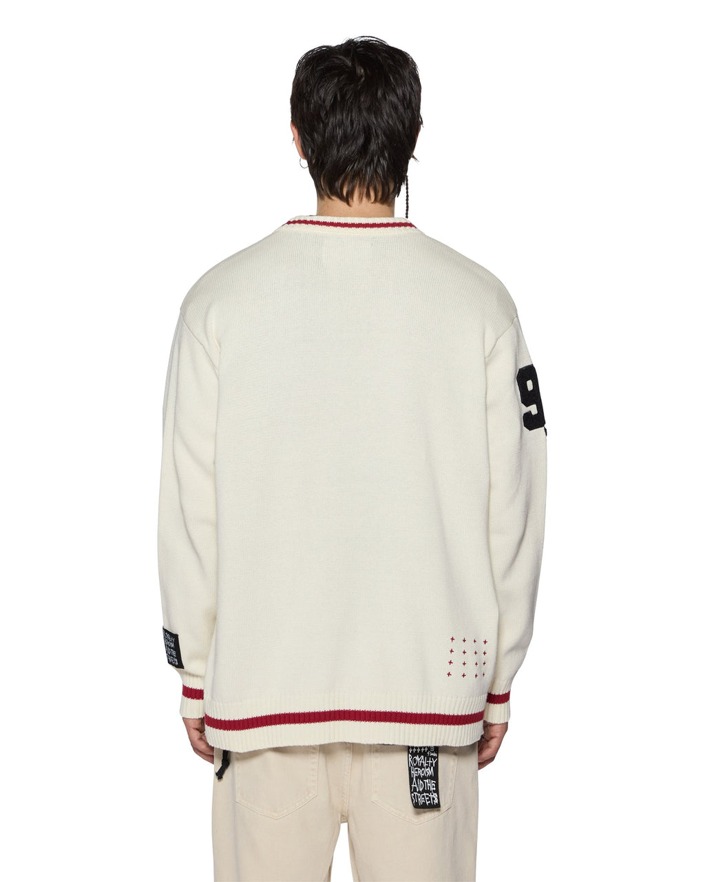 MENS PLAYOFF CARDIGAN ECRU KNITWEAR