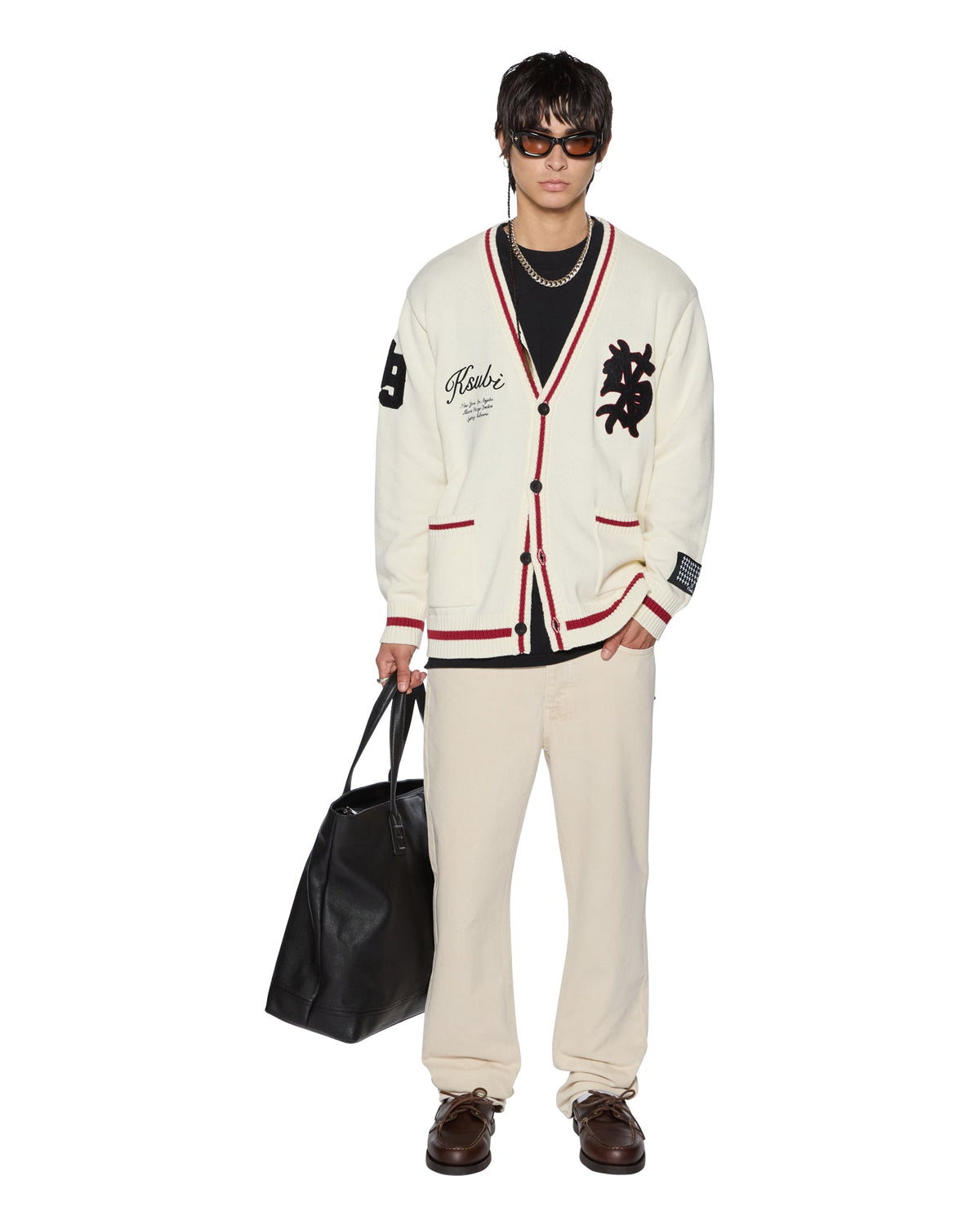 MENS PLAYOFF CARDIGAN ECRU KNITWEAR