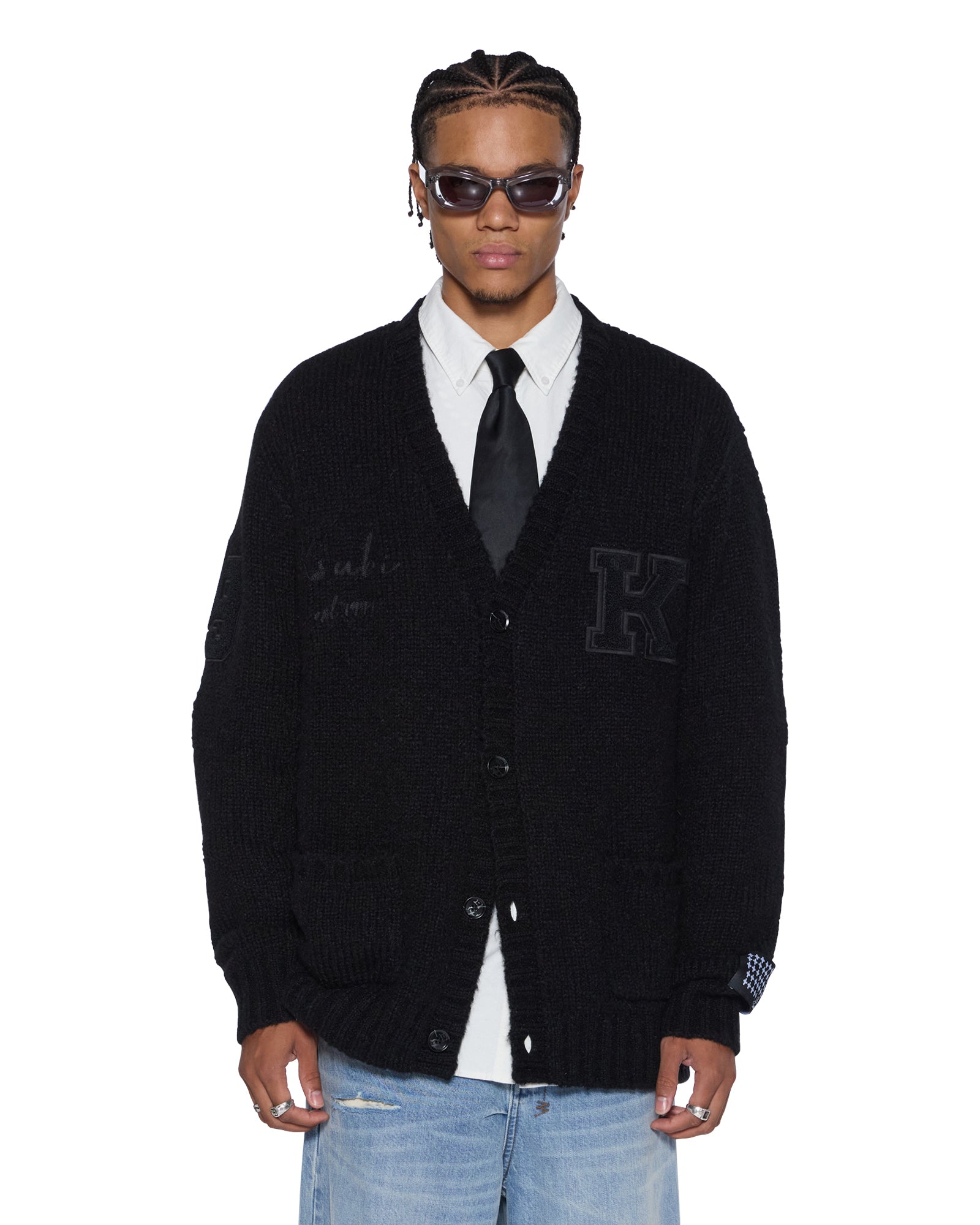 MENS  SALUD CARDIGAN JET BLACK REGULAR KNITWEAR