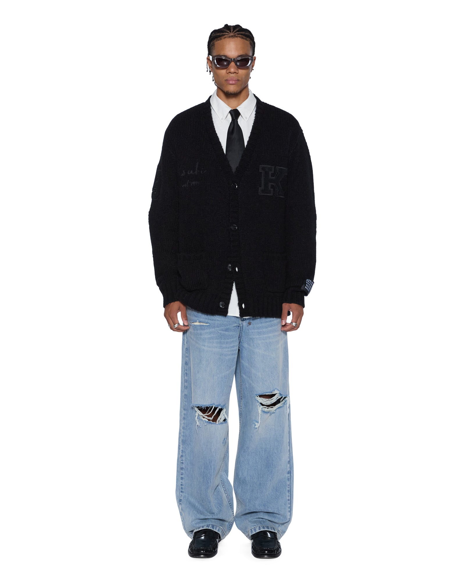 MENS  SALUD CARDIGAN JET BLACK REGULAR KNITWEAR