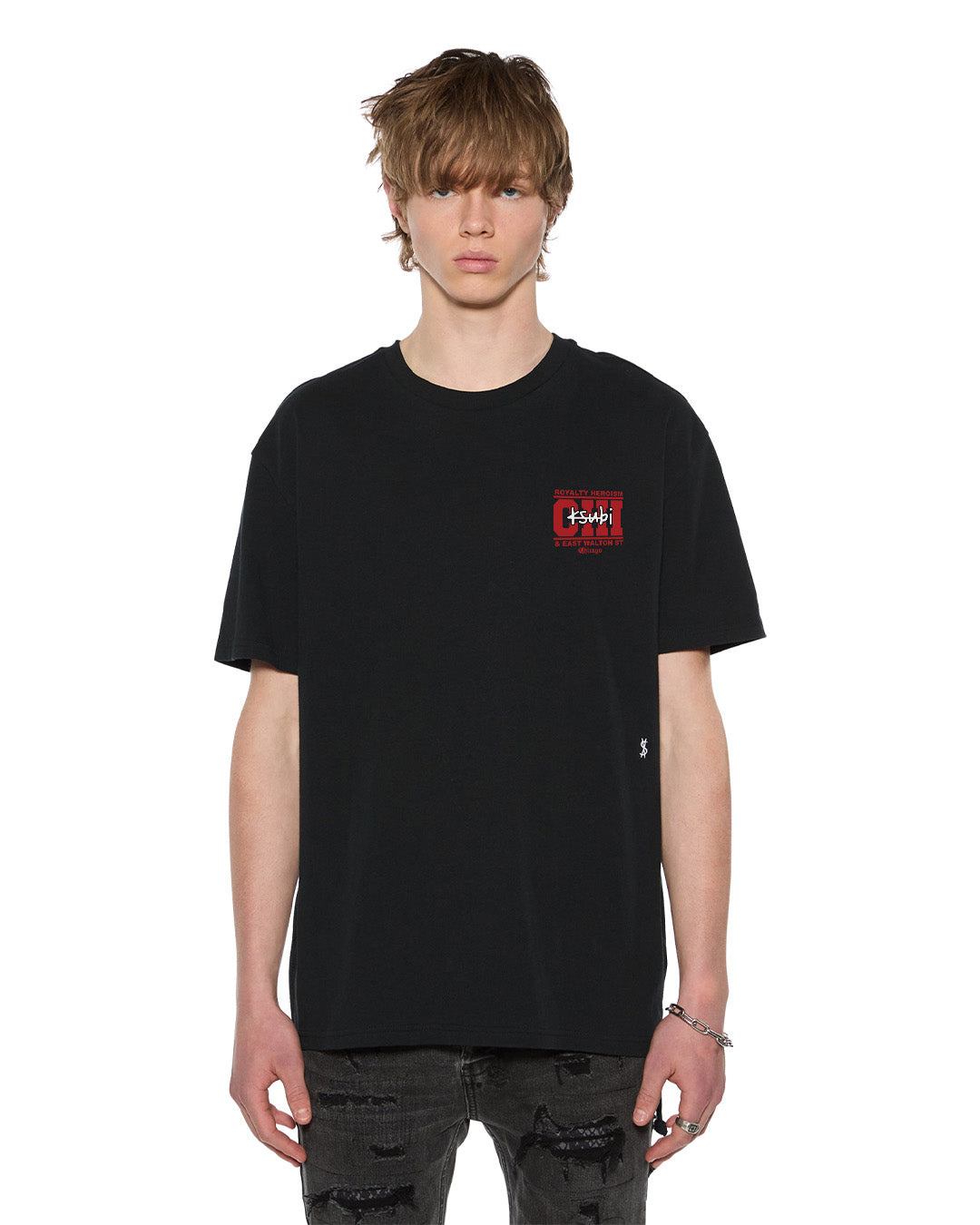 MENS  CHICAGO AND THE STREETS SS BIGGIE TEE BLACK OVERSIZED TEES