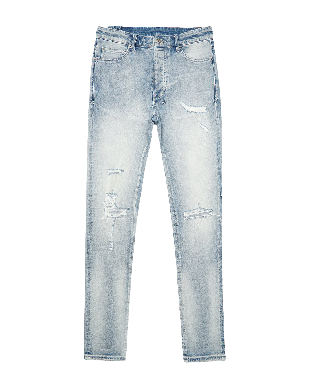 MENS  CHITCH PUNK BLUE THRASHED SLIM DENIM JEANS