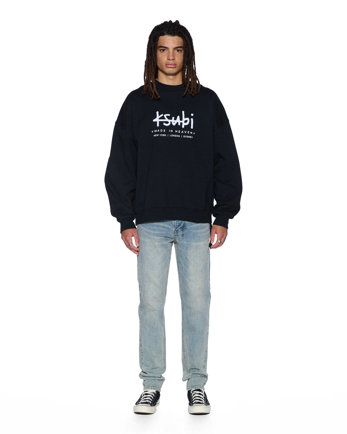 Mens Hazlow Scatter Blue Straight Denim Jeans - Denim