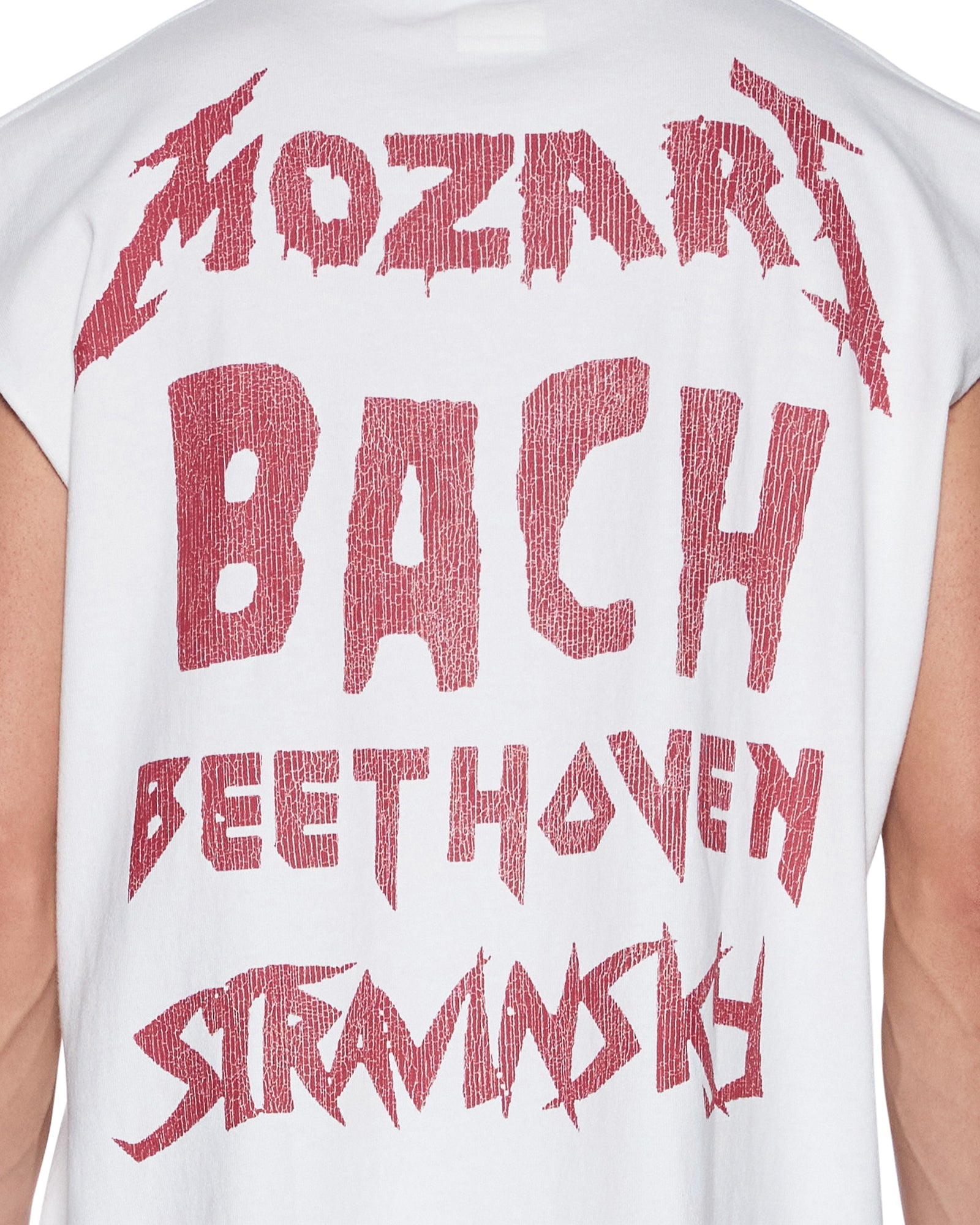 MENS  LINE UP EKCESS CUT OFF TEE WHITE/RED OVERSIZED TEES