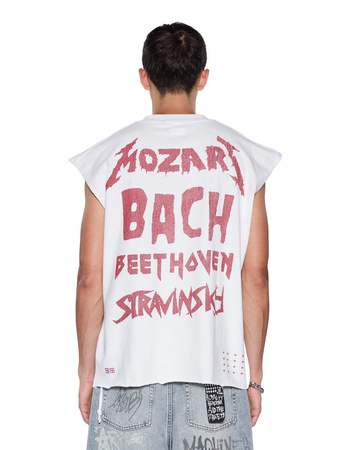 LINE UP EKCESS CUT OFF TEE WHITE/RED