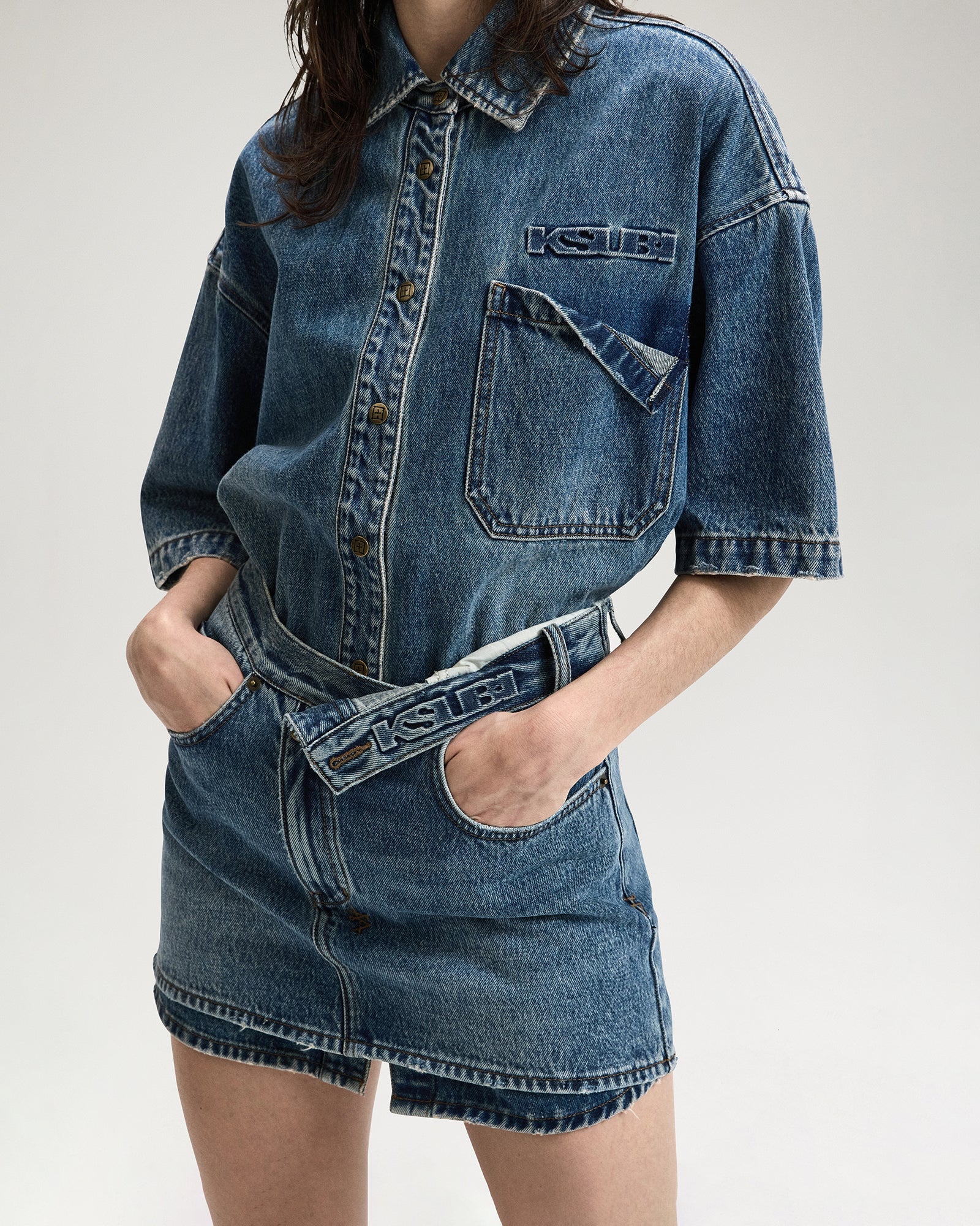 WOMENS  LOW RIDER MINI FLIP AGED RELAXED SKIRTS