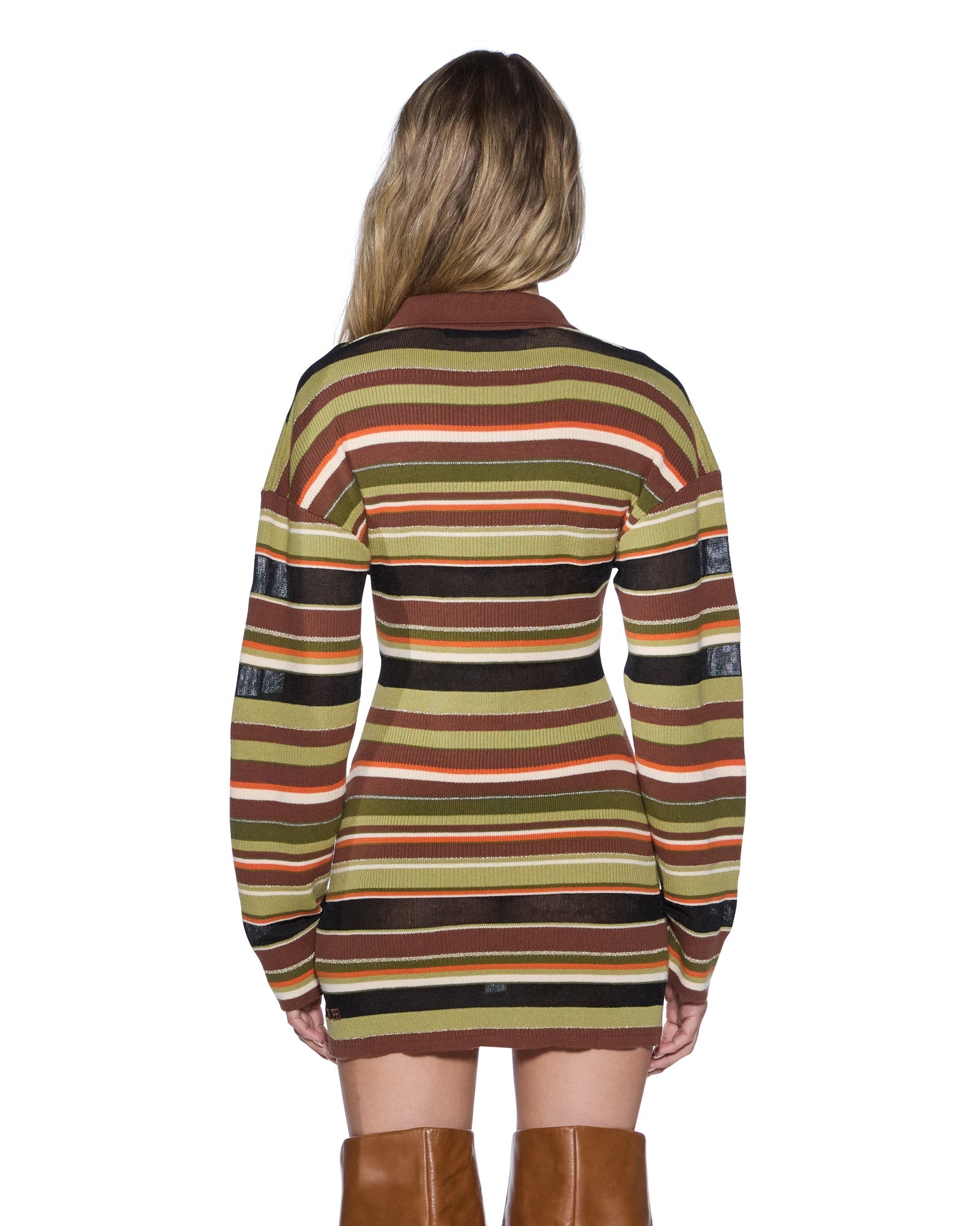 WOMENS  TAMRIN KNITTED LS POLO DRESS MULTI SLIM DRESSES