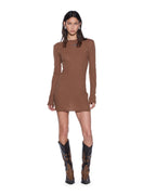 WOMENS CRAWFORD LS MINI DRESS CHOCOLATE DRESSES