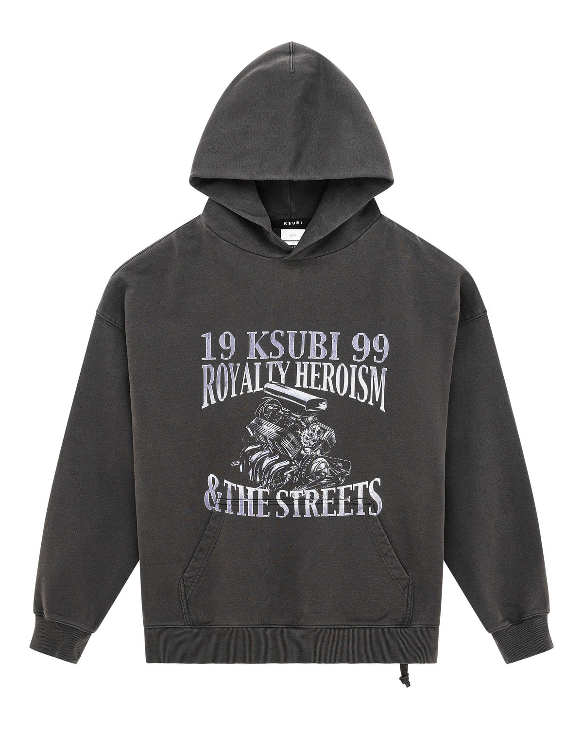 MENS ENGINE EKCESS HOODIE FADED BLACK FLEECE