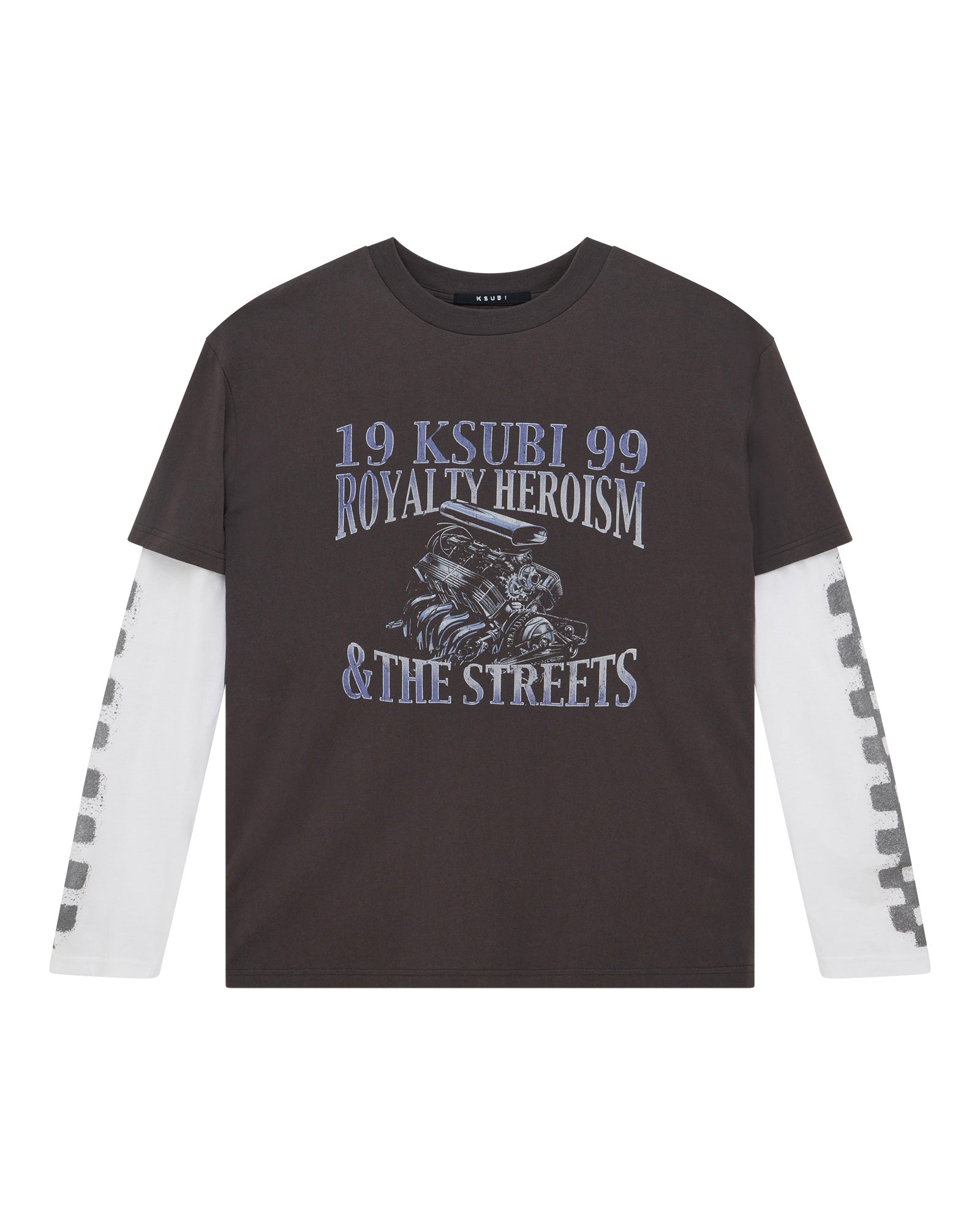 MENS  ENGINE LS LAYER TEE FADED BLACK REGULAR TEES