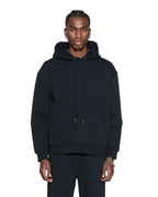 Mens 4x4 Luxe Biggie Hoodie Cobalt Black Oversized Fleece - Black