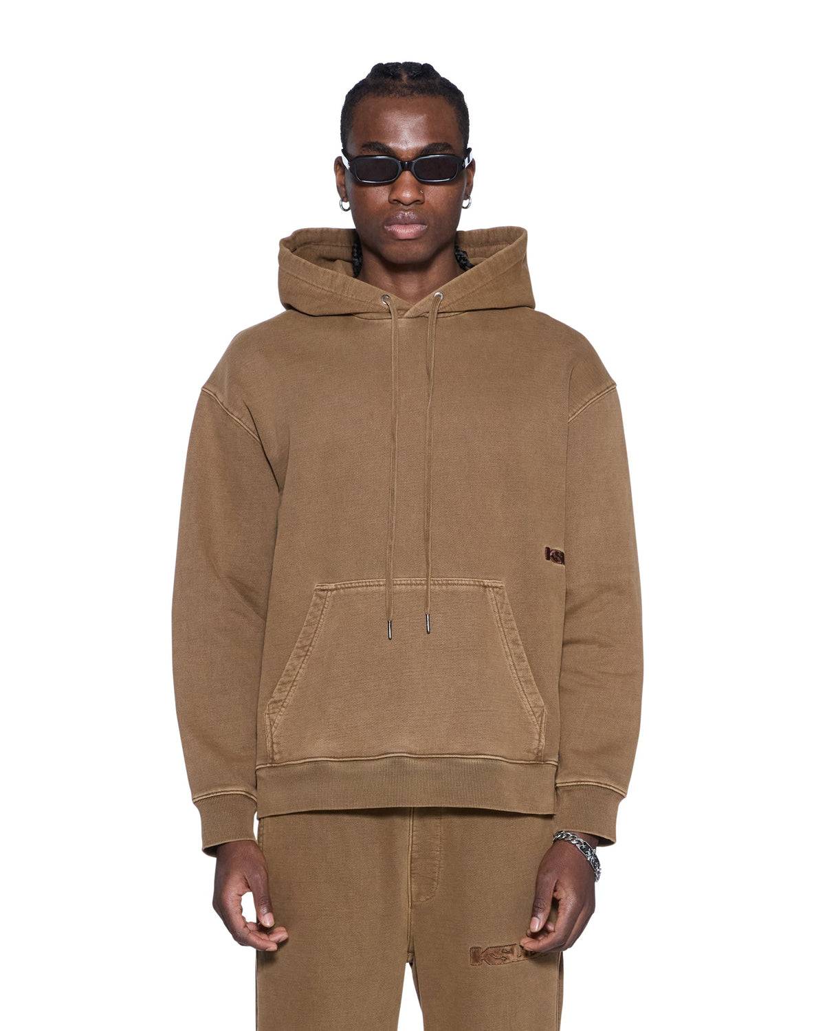 Mens 4x4 Luxe Biggie Hoodie Espresso Oversized Fleece - Brown