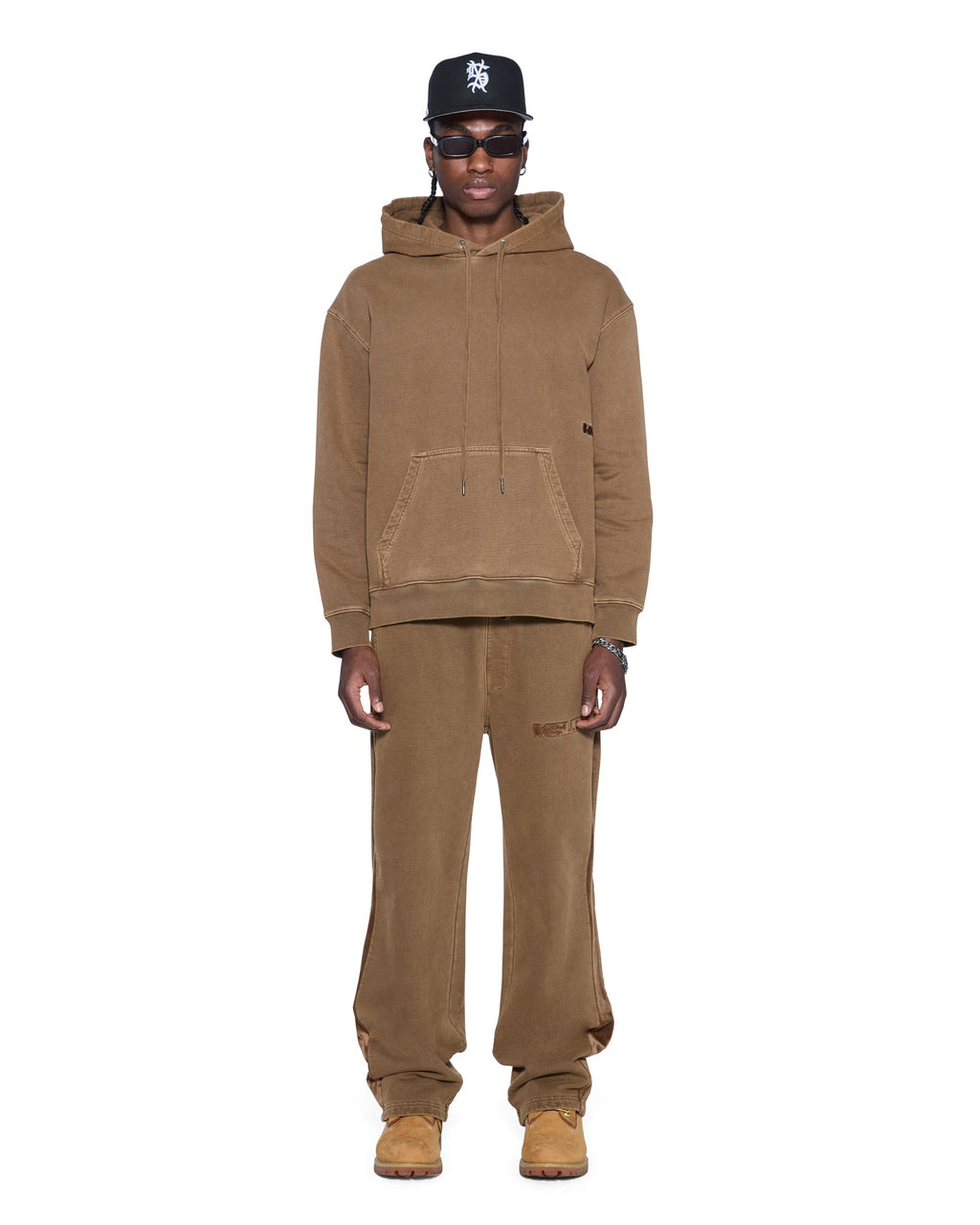 Mens 4x4 Luxe Biggie Hoodie Espresso Oversized Fleece - Brown