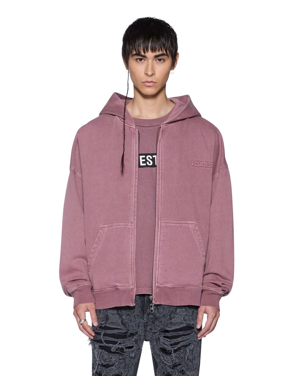 MENS INTRUDER EKCESS ZIP HOOD PLUM FLEECE
