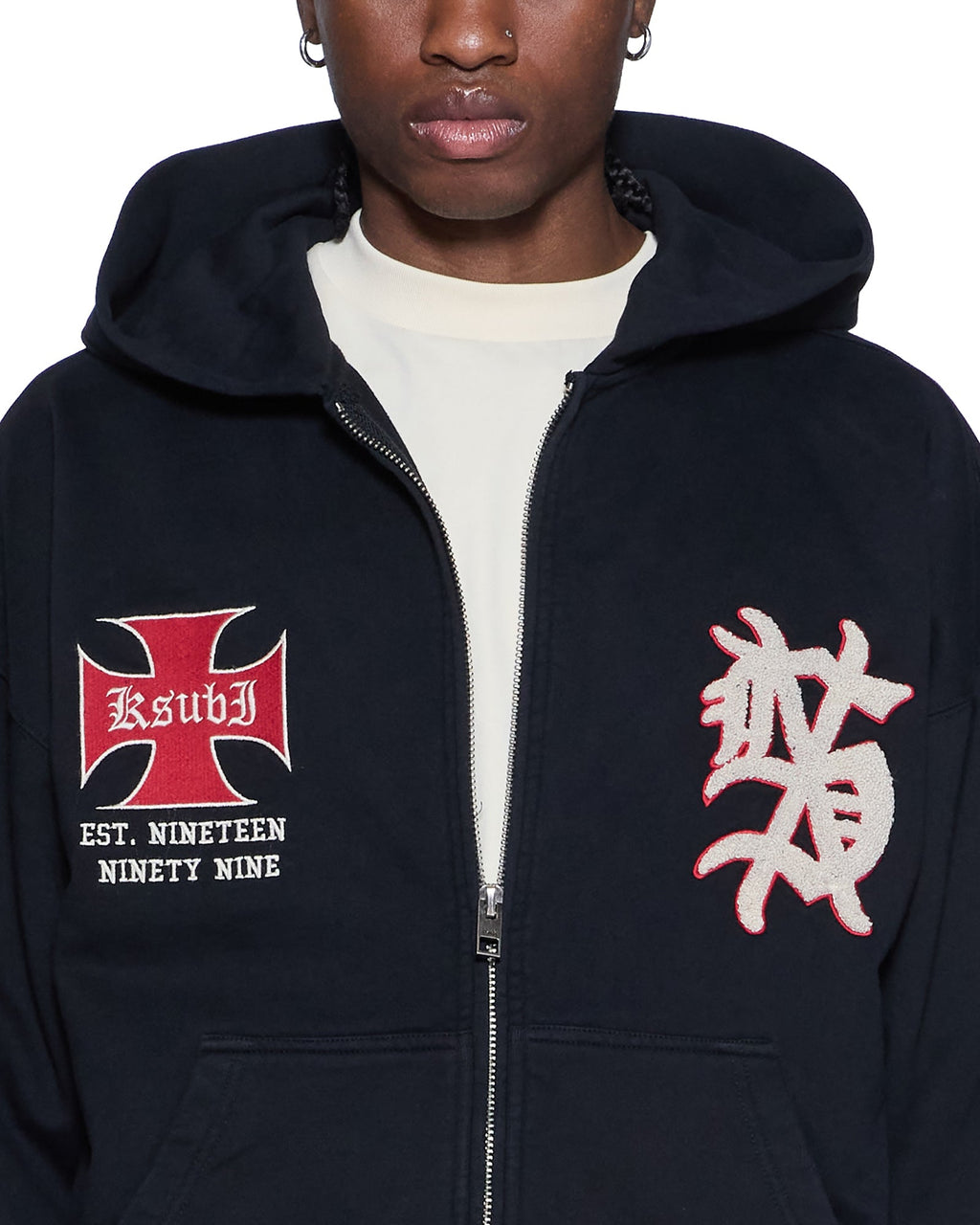 MENS LEAGUE EKCESS ZIP HOODIE JET BLACK FLEECE