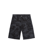 Mens Fugitive Cargo Short Black Camo Relaxed Walkshorts - Black