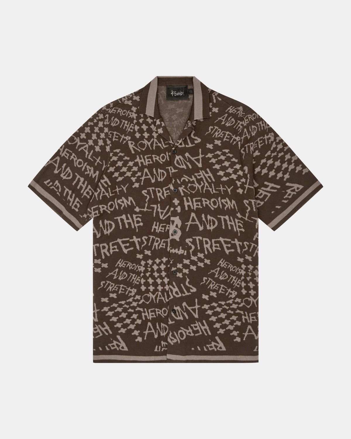Mens Heroism Knit Resort Ss Shirt Java Regular Shirts - Brown
