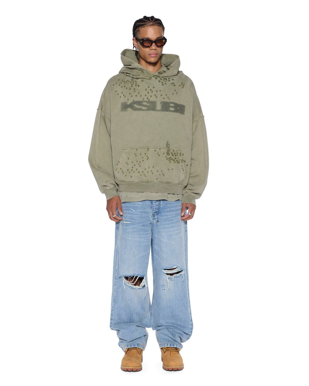MENS BLASTED EKCESS HOODIE OUTBACK FLEECE