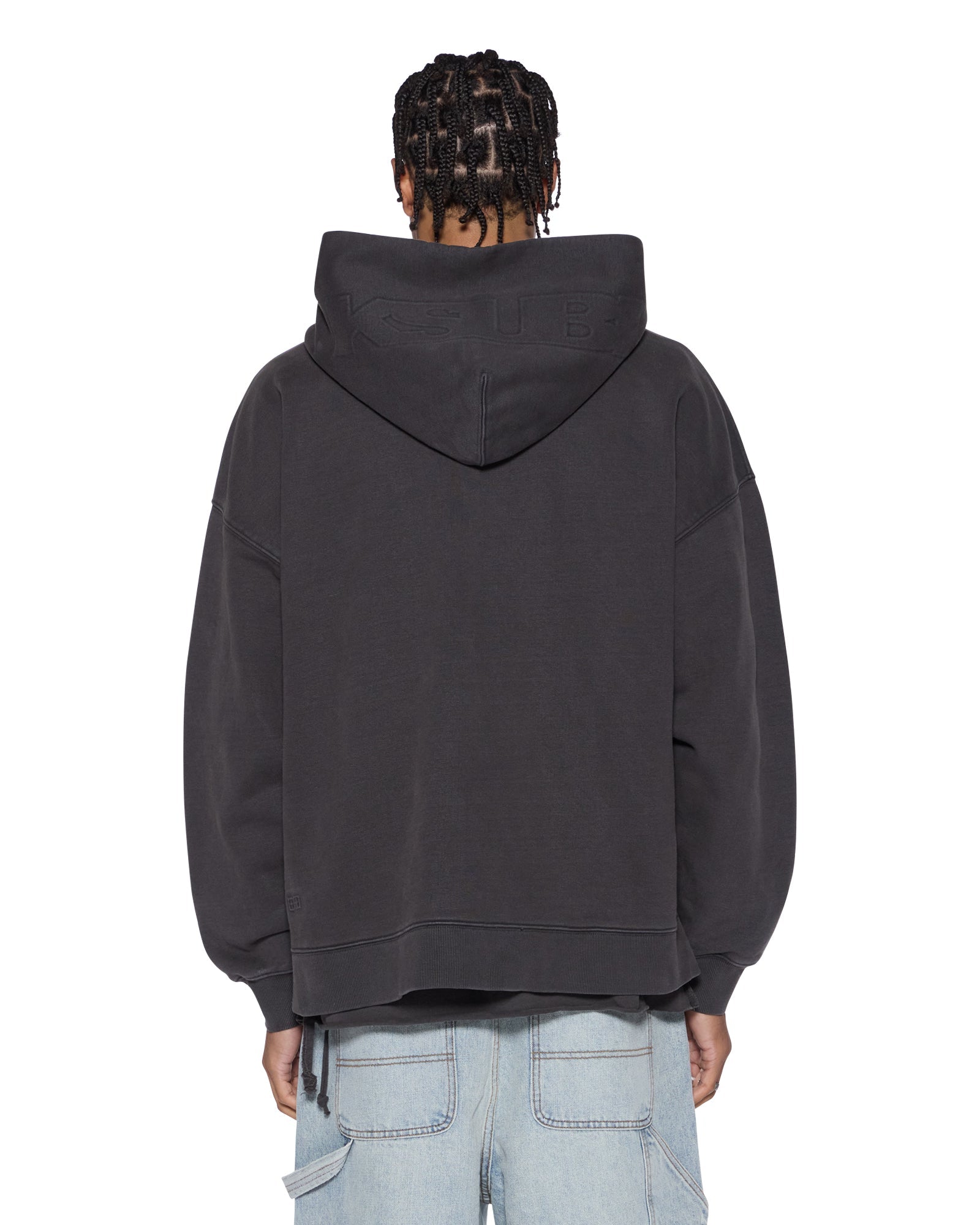 MENS  INTRUDER EKCESS HOODIE FADED BLACK OVERSIZED FLEECE