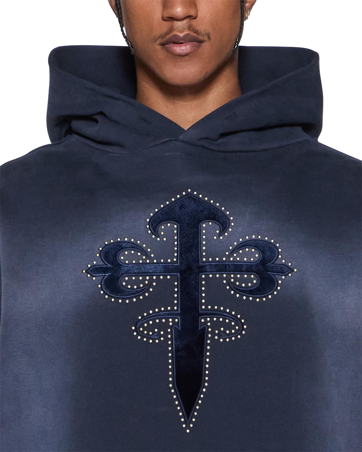Mens Kaliba Ekcess Hoodie Deep Dive Oversized Fleece - Navy
