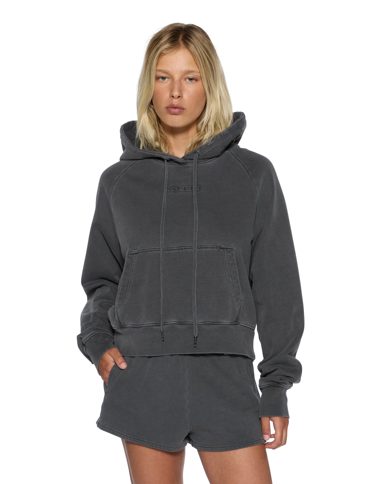 WOMENS ORIGIN HOODIE CHARCOAL OVERSIZED FLEECE