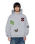 MENS  PATCHED EKCESS HOODIE GREY MARLE OVERSIZED FLEECE