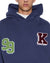 MENS  PATCHED EKCESS HOODIE NAVY OVERSIZED FLEECE