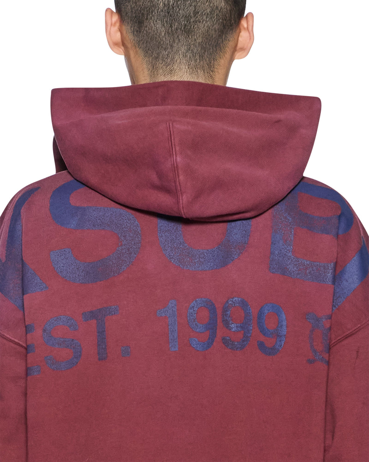 Mens State Ekcess Zip Hoodie Ox Fade Oversized Fleece - Burgundy
