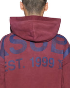 Mens State Ekcess Zip Hoodie Ox Fade Oversized Fleece - Burgundy