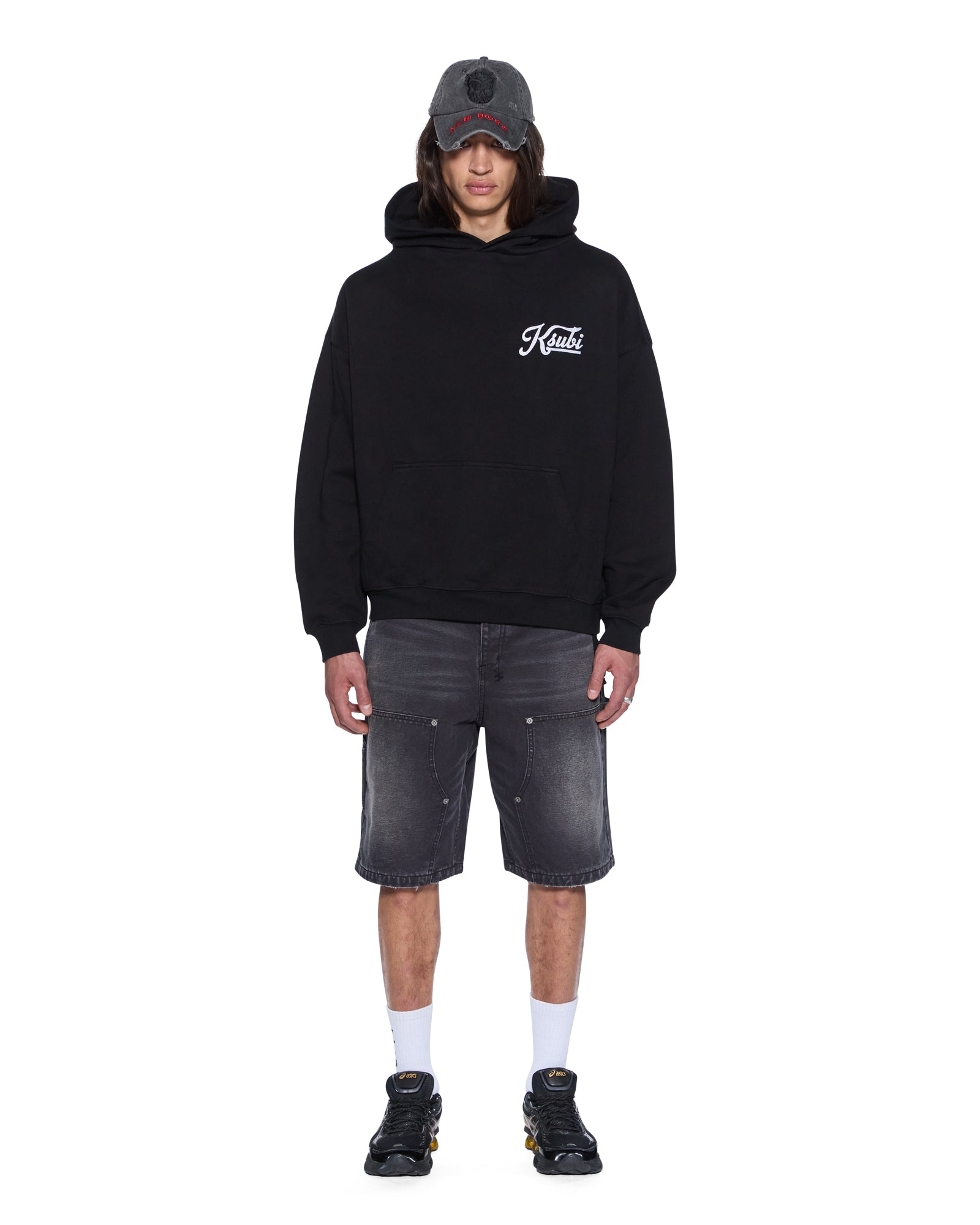 MENS  OUTFIELD EKCESS HOODIE BLACK OVERSIZED FLEECE
