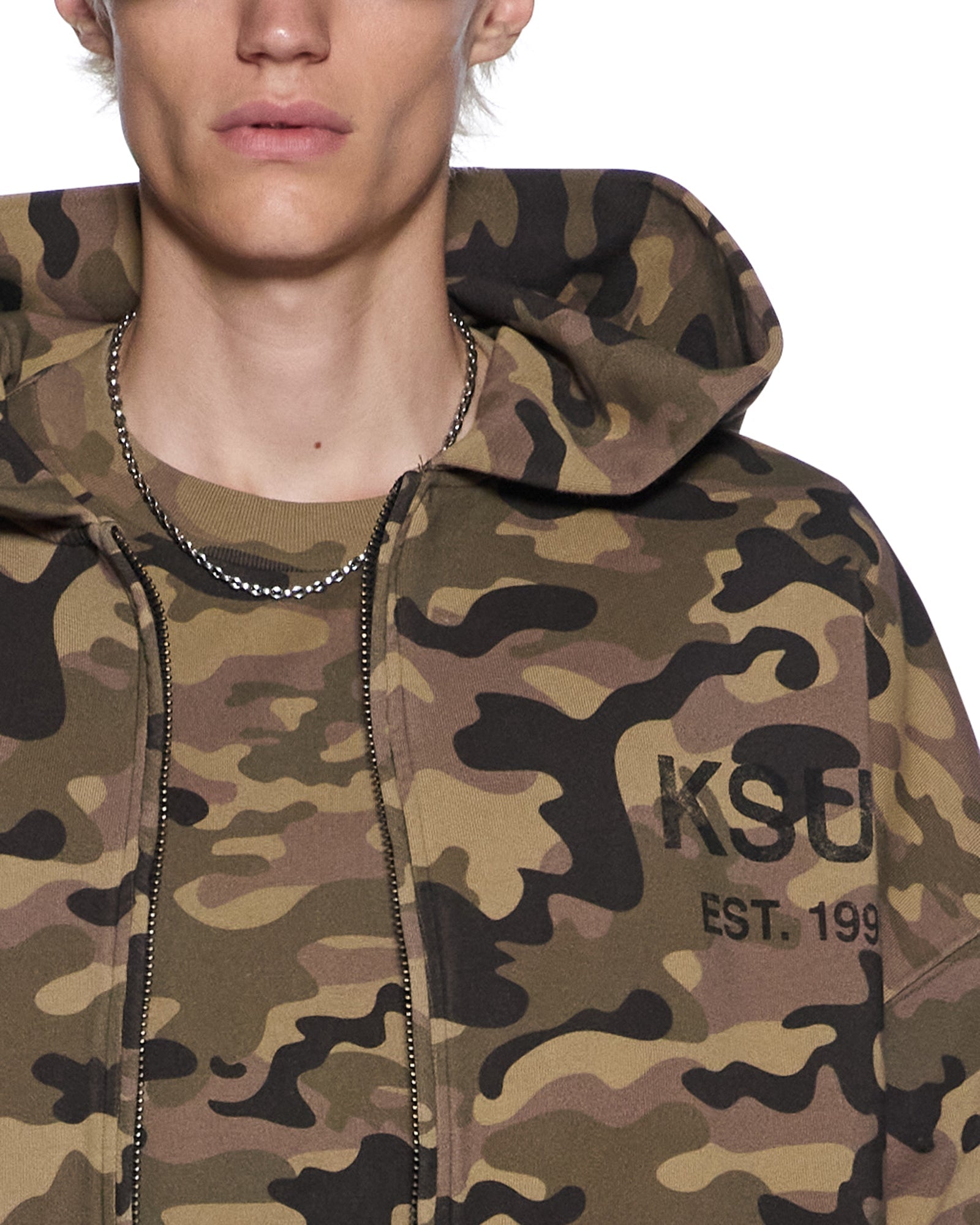 MENS ZIP THRU HALEN HOODIE CAMO FLEECE