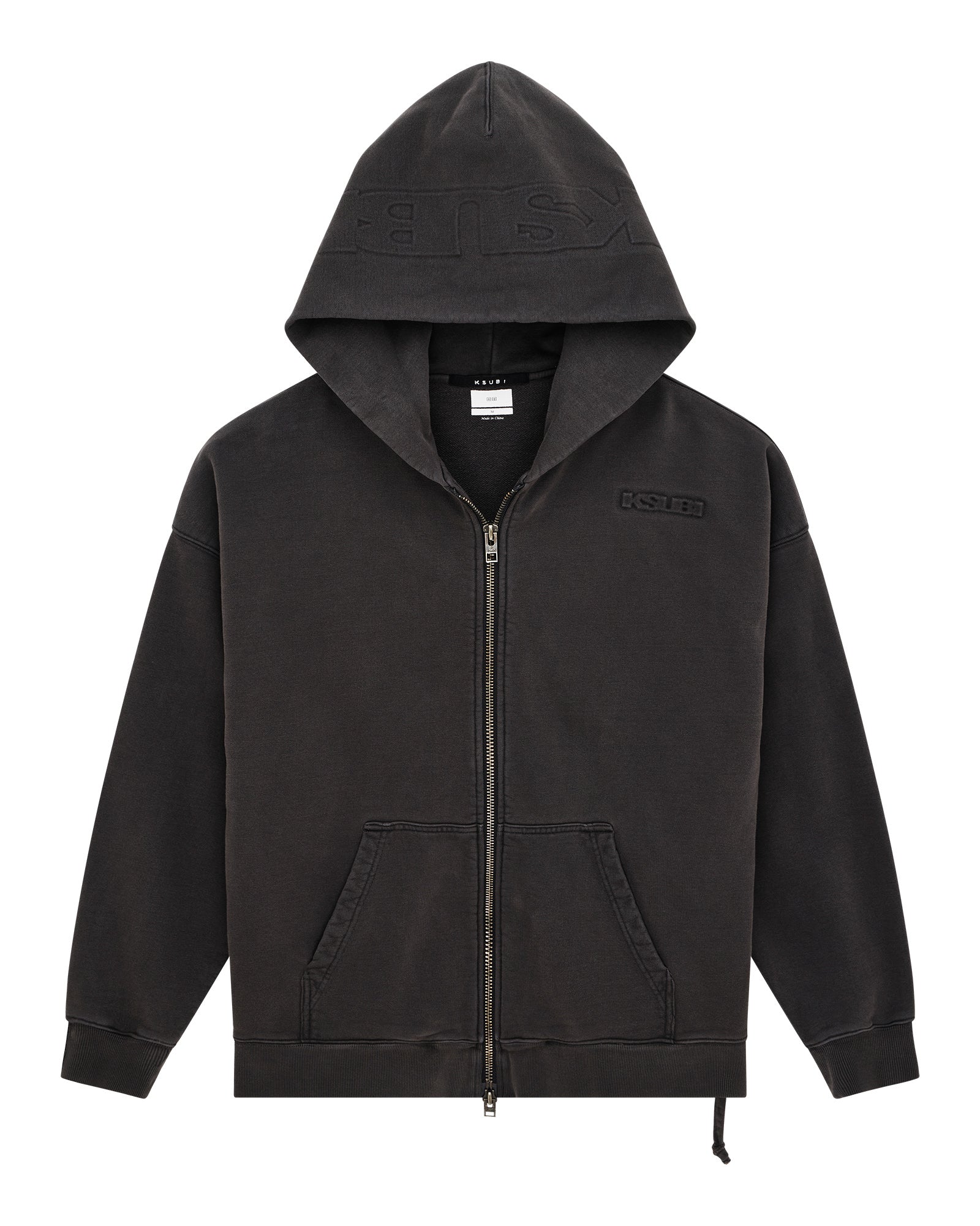 MENS  INTRUDER EKCESS HOODIE FADED BLACK OVERSIZED FLEECE