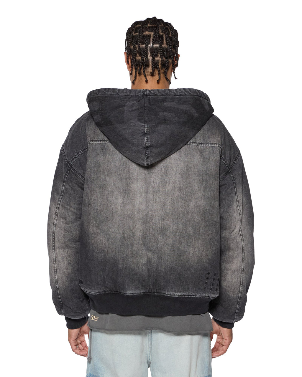 MENS SLOUCH BOMBER JACKET FADED BLACK JACKETS
