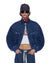 WOMENS  DISTRICT BOMBER MAYFAIR BLUE SPLICED OVERSIZED JACKETS