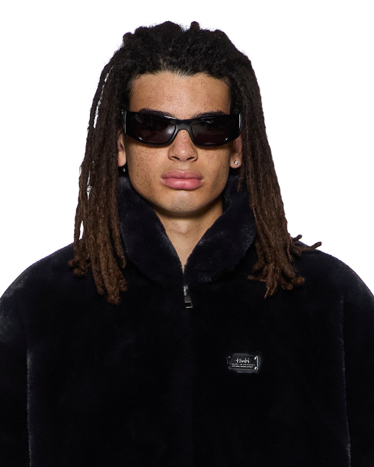 MENS HUSSLE FAUX FUR JACKET BLACK JACKETS