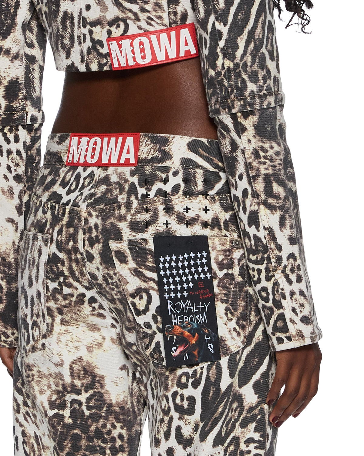 Mens Mowalola Anti K Cheetah Relaxed Denim Jeans - Multi Colour