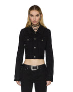 WOMENS SLIM TRUCKER JET BLACK JACKETS